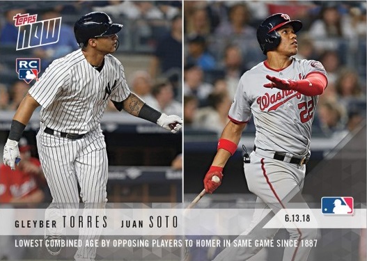 2018 Topps Baseball Gleyber Torres and Juan Soto Dual Rookie Card