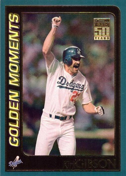 2001 Topps Kirk Gibson Hits Home Run in 1988 World Series Baseball Card