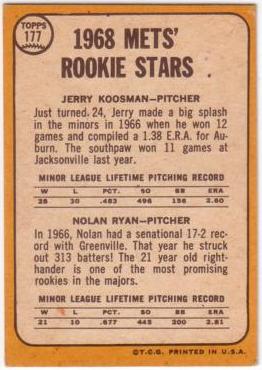 Back of Nolan Ryan Rookie Card