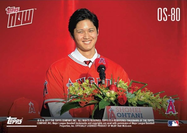 Back of Shohei Ohtani Topps Now Baseball Card