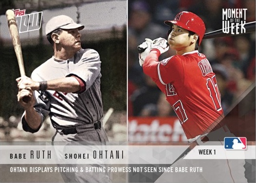 2018 Topps Now Babe Ruth and Shohei Ohtani Baseball Card
