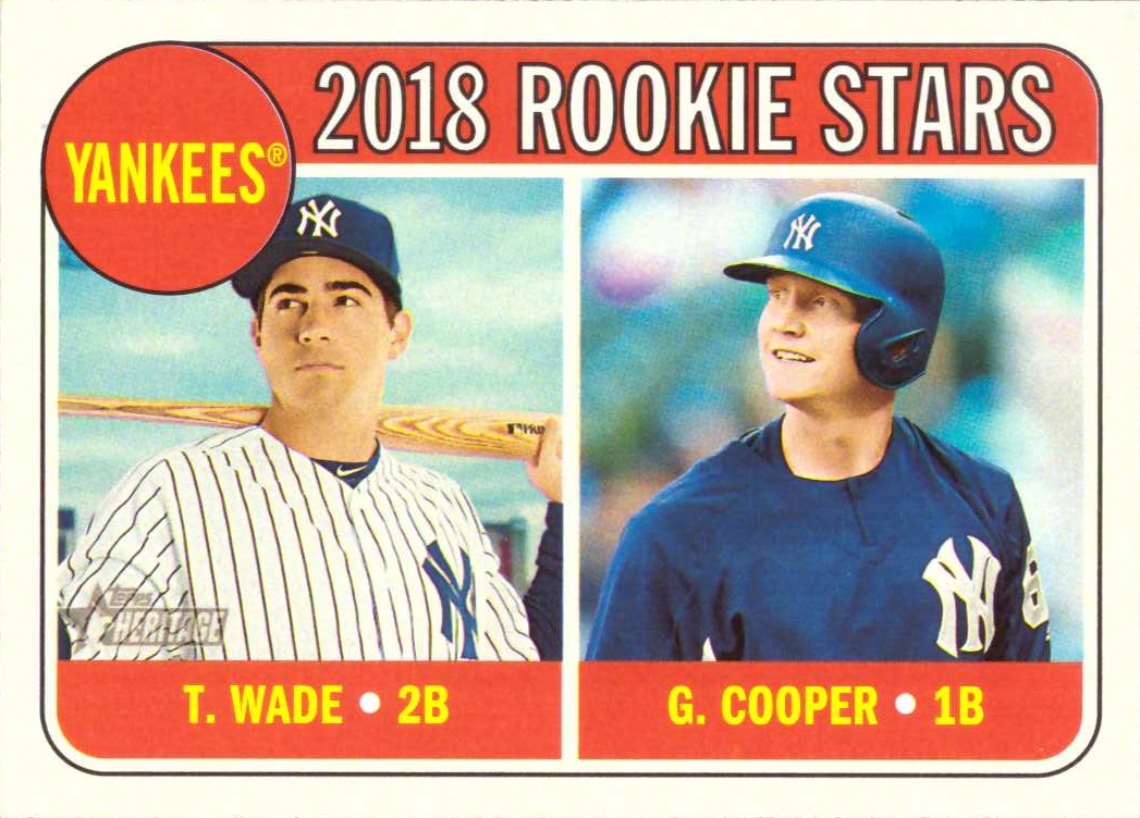 2018 Topps Heritage Baseball Tyler Wade Garrett Cooper Rookie Card